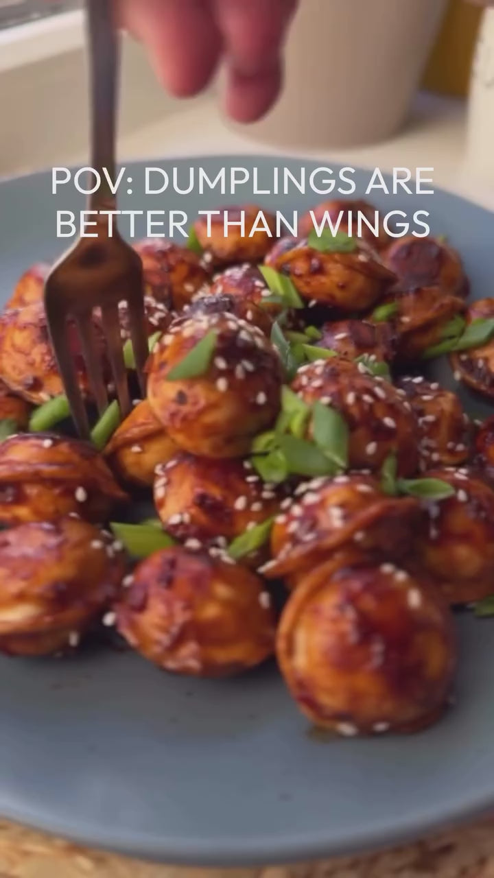 Sticky teriyaki pelmeni: Luda's dumplings pan-fried and tossed in teriyaki sauce, a game day appetizer