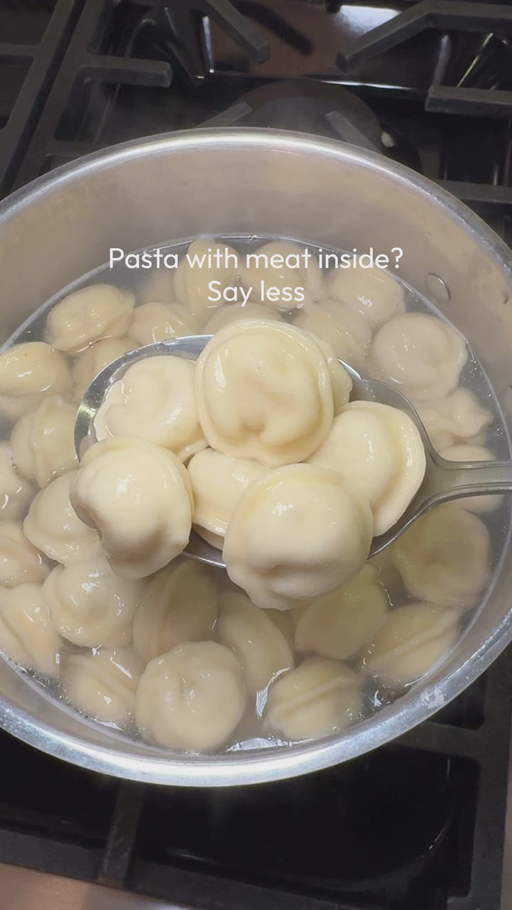 Pasta night upgraded: Luda's pelmeni, pasta with juicy meat inside, sixteen grams of protein per serving